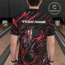 Load image into Gallery viewer, Custom Red American Flag Flame Men Bowling Polo Shirt, Patriotic Bowling Jersey IPHW11175