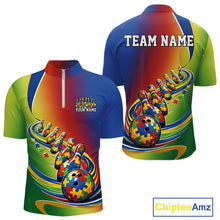 Load image into Gallery viewer, Custom Colorful Puzzles Autism Awareness Bowling Men Quarter-Zip Shirt, Autism Acceptance Shirt IPHW11204