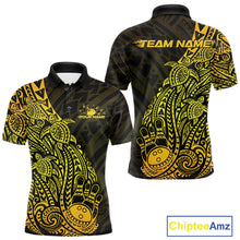 Load image into Gallery viewer, Custom Black And Gold Polynesian Tribal Turtle Bowling Men Polo Team Shirts Outfit IPHW10978