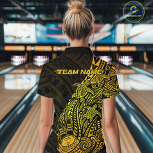Load image into Gallery viewer, Custom Black And Gold Polynesian Tribal Turtle Bowling Women Quarter-Zip Team Shirts IPHW10978