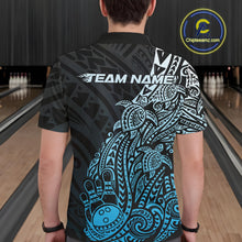 Load image into Gallery viewer, Custom Black And Blue Polynesian Tribal Turtle Bowling Men Polo Team Shirts Outfit IPHW10979