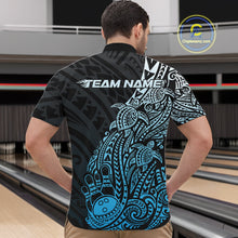 Load image into Gallery viewer, Custom Black And Blue Polynesian Tribal Turtle Bowling Men Quarter-Zip Team Shirts Outfit IPHW10979