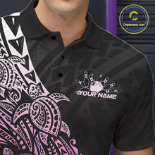 Load image into Gallery viewer, Custom Black And Pink Polynesian Tribal Turtle Bowling Men Polo Team Shirts Outfit IPHW10980