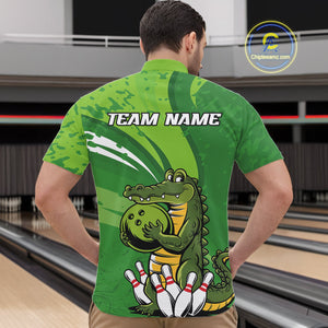 Custom Funny Alligator Bowling Tournament Team Jerseys, Alligator Bowling Men Quarter-Zip Shirt IPHW9925