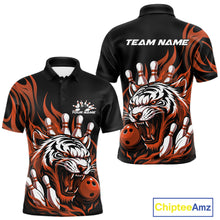 Load image into Gallery viewer, Custom Black And Orange Tiger Men Bowling Jerseys, Tiger Bowling Team League Shirt IPHW10162