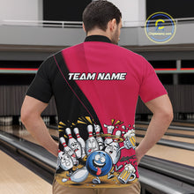 Load image into Gallery viewer, Custom Pink Funny Bowling Men Quarter-Zip Shirts, Bowling And Beer Party Bowlers Outfit IPHW10817