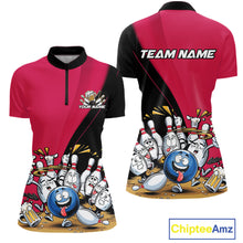 Load image into Gallery viewer, Custom Pink Funny Bowling Women Shirts, Bowling And Beer Party Bowlers Outfit IPHW10817