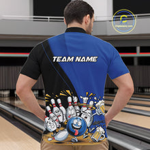 Load image into Gallery viewer, Custom Blue Funny Bowling Men Quarter-Zip Shirts, Bowling And Beer Party Bowlers Outfit IPHW10818