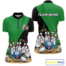 Load image into Gallery viewer, Custom Green Funny Bowling Women Shirts, Bowling And Beer Party Bowlers Outfit IPHW10819
