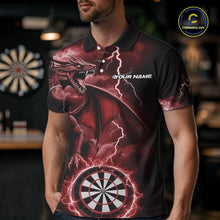 Load image into Gallery viewer, Custom Red Lightning Dragon Darts Men Polo Shirts, Dragon Darts Team Jersey IPHW10386