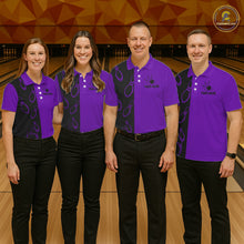 Load image into Gallery viewer, Purple and Black retro vintage Bowling polo, quarter zip shirts for men custom Bowling team jerseys NQS11566