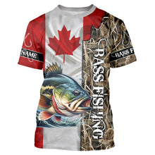 Load image into Gallery viewer, Bass Fishing Canada Flag Camo Custom name All over print shirts - personalized fishing gifts NQS541