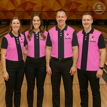 Load image into Gallery viewer, Personalized Pink Black Retro Bowling Polo Shirts For Men custom vintage bowling team jerseys NQS6568
