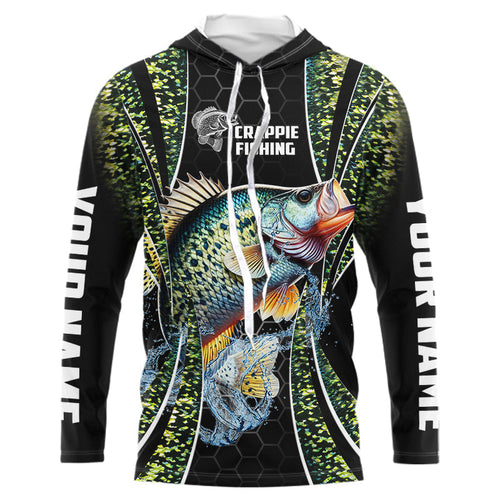 Crappie freshwater fishing black green scales Custom Name sun protection fishing jersey NQS3507