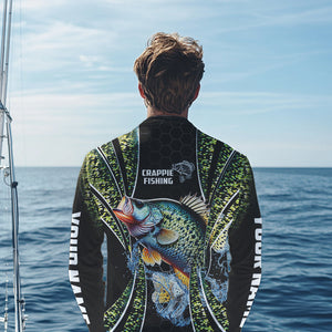 Crappie freshwater fishing black green scales Custom Name sun protection fishing jersey NQS3507