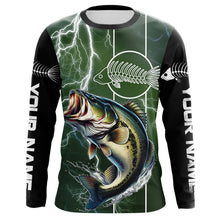 Load image into Gallery viewer, Largemouth Bass Fishing Custom Long sleeve Fishing Shirts, Bass green lightning reaper Fishing jerseys NQS4015