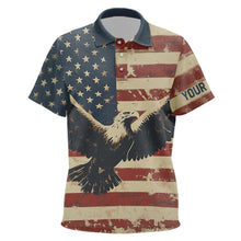 Load image into Gallery viewer, Personalized Vintage Eagle American flag Golf Polo Shirt For Kid Custom Patriotic Kid Golf shirt NQS9632