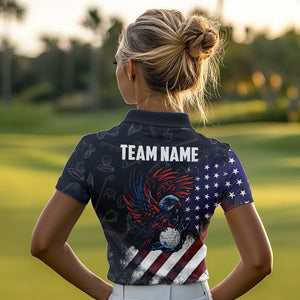 Retro American Flag Eagle Golf Polo Shirt for Women Custom Patriotic Golf Team Jersey best golf gifts NQS9633