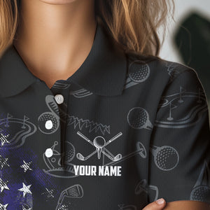 Retro American Flag Eagle Golf Polo Shirt for Women Custom Patriotic Golf Team Jersey best golf gifts NQS9633