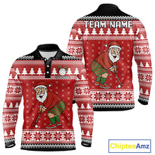 Load image into Gallery viewer, Funny Santa Golf Polo shirts For men Red ugly Christmas pattern Custom mens Christmas golf shirts NQS11000