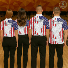Load image into Gallery viewer, Personalized Red, White and Blue American Flag Bowling Team Shirts For Men, Patriotic Bowling Gifts NQS11197