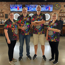 Load image into Gallery viewer, Colorful watercolor Dartboard Shirt for Women Custom Dart jerseys for team, dart league shirts NQS11397