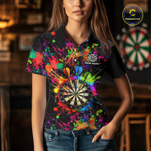Load image into Gallery viewer, Colorful watercolor Dartboard Shirt for Women Custom Dart jerseys for team, dart league shirts NQS11397