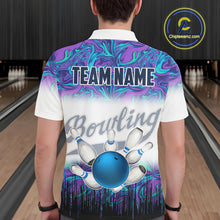 Load image into Gallery viewer, Mens Bowling polo shirts Custom blue purple marble pattern bowling Team Jerseys, gift for bowlers NQS7141