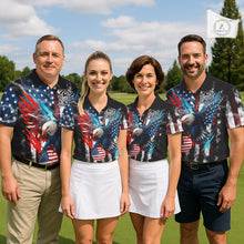 Load image into Gallery viewer, Personalized American Flag Eagle Lightning Thunder Golf Polo Shirts For Women, Patriotic Golfing Gift NQS11717