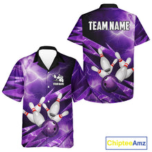 Load image into Gallery viewer, Purple Storm Lightning Thunder Bowling Button-up Shirt Custom Hawaiian Bowling Team Jersey NQS11720