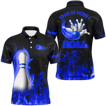 Load image into Gallery viewer, Custom bowling Polo, Quarter zip shirts for men This is how I roll blue flame bowling Team jerseys NQS8199