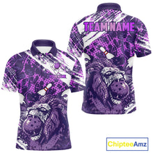 Load image into Gallery viewer, Purple Camo Lion Bowling Polo, 1/4 Zip Shirts for Men Custom Lion Team Bowling Jerseys, Bowler Outfit NQS11604