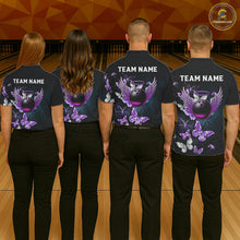 Load image into Gallery viewer, Custom Purple Butterfly Bowling Polo, 1/4 zip jerseys For Men, Bowling Team Shirt With Butterflies NQS11613