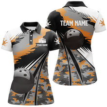 Load image into Gallery viewer, Custom black bowling shirt for women – personalized team jersey front view