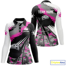 Load image into Gallery viewer, black personalized bowling shirt for women – custom name design side view