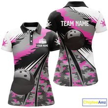 Load image into Gallery viewer, Custom black bowling shirt for women – personalized team jersey front view