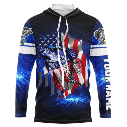 Crappie Fishing American Flag patriotic Custom Crappie Fishing shirts, personalized fishing gift NQS430