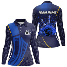 Load image into Gallery viewer, Blue camo Flame Bowling Polo, Quarter Zip shirts for women custom ladies team bowling jerseys NQS7785