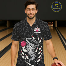 Load image into Gallery viewer, Funny storm tornado Black Camo Bowling Hawaiian Shirts Custom Bowling Team Button up shirt NQS11224