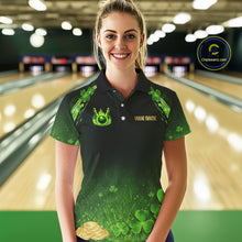 Load image into Gallery viewer, Green flame shamrock St Patrick's Day bowling shirts for women custom team bowling league jerseys NQS11412
