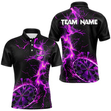 Load image into Gallery viewer, Men Darts Polo, Quarter Zip shirts Custom black and purple lightning thunder Darts Team Jerseys NQS9492