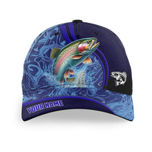 Load image into Gallery viewer, Rainbow Trout fishing blue camo Custom fishing hat Unisex Fishing Baseball freshwater Angler hat cap NQS11024