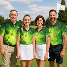 Load image into Gallery viewer, Green clover pattern St Patrick's Day Womens Golf Polo Shirts Custom Shamrock Golf outfit For Ladies NQS11628
