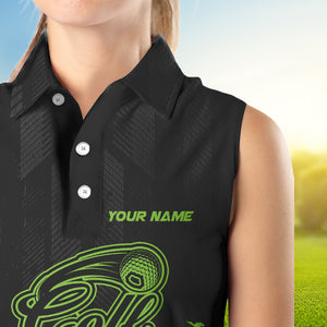 Black and Green Camo Sleeveless Golf polo shirt custom team golf outfit ladies, personalized golf gift NQS9664