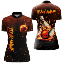 Load image into Gallery viewer, Flame Bowling Jerseys For Women Custom Bowling Polo, Quarter-Zip Shirt for Team, Gift for Bowlers NQS7601