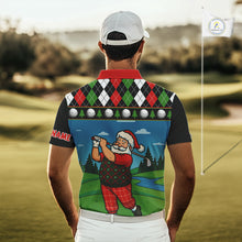 Load image into Gallery viewer, Funny Santa Golf argyle pattern Christmas Golf polo shirts for Men custom Christmas golf gifts NQS10856