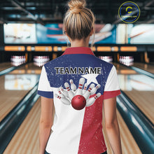 Load image into Gallery viewer, Grunge Texas Flag Bowling Polo, 1/4 Zip Shirts For Women Custom patriotic Texas Team Bowling Jerseys NQS11239