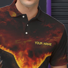 Load image into Gallery viewer, Personalized Flame Eagle Custom Bowling Team Shirts For Mens, Fire Eagle Bowling League Jersey NQS9512