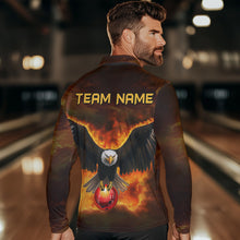 Load image into Gallery viewer, Personalized Flame Eagle Custom Bowling Team Shirts For Mens, Fire Eagle Bowling League Jersey NQS9512