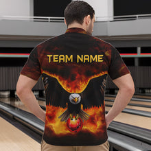 Load image into Gallery viewer, Personalized Flame Eagle Custom Bowling Team Shirts For Mens, Fire Eagle Bowling League Jersey NQS9512